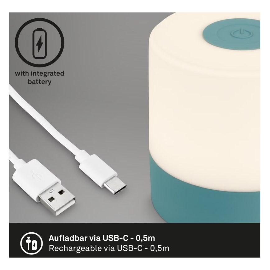 Briloner 7461010 - LED Ściemnialna akumulatorowa zewnętrzna lampa stołowa LED/2W/5V IP44 1200 mAh niebieski
