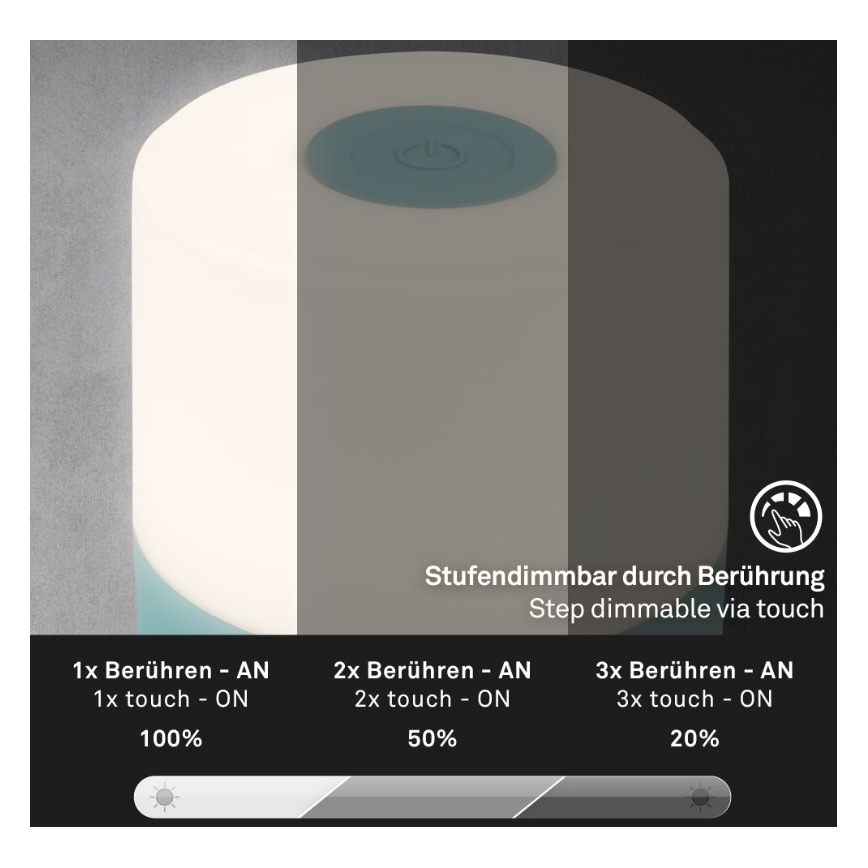 Briloner 7461010 - LED Ściemnialna akumulatorowa zewnętrzna lampa stołowa LED/2W/5V IP44 1200 mAh niebieski