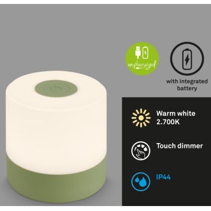 Briloner 7461019 - LED Ściemnialna akumulatorowa zewnętrzna lampa stołowa LED/2W/5V IP44 1200 mAh zielony