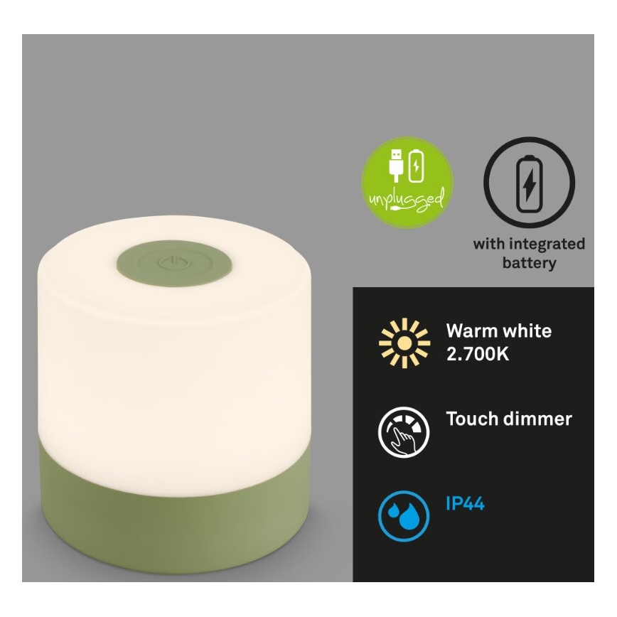 Briloner 7461019 - LED Ściemnialna akumulatorowa zewnętrzna lampa stołowa LED/2W/5V IP44 1200 mAh zielony