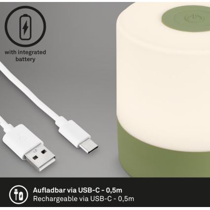 Briloner 7461019 - LED Ściemnialna akumulatorowa zewnętrzna lampa stołowa LED/2W/5V IP44 1200 mAh zielony