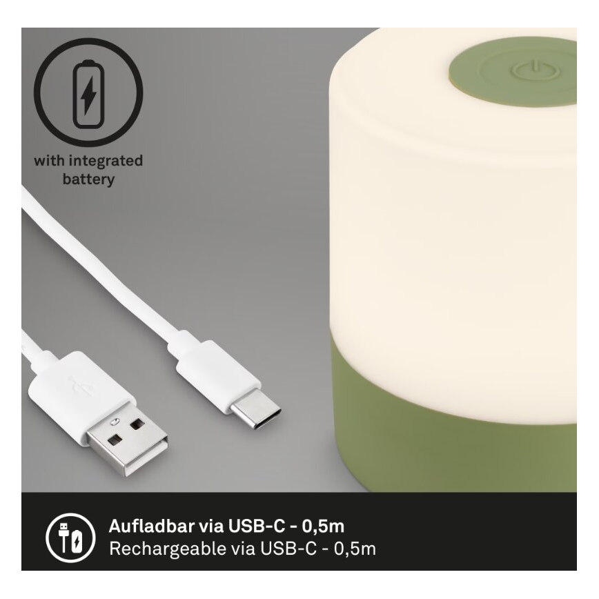 Briloner 7461019 - LED Ściemnialna akumulatorowa zewnętrzna lampa stołowa LED/2W/5V IP44 1200 mAh zielony