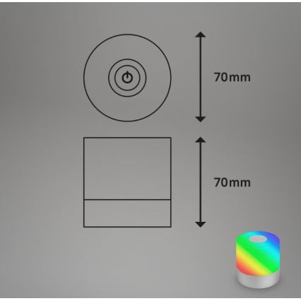 Briloner 7462014 - LED RGB akumulatorowy zewnętrzna lampa stołowa LED/1,5W/5V IP44 1200 mAh matowy chrom