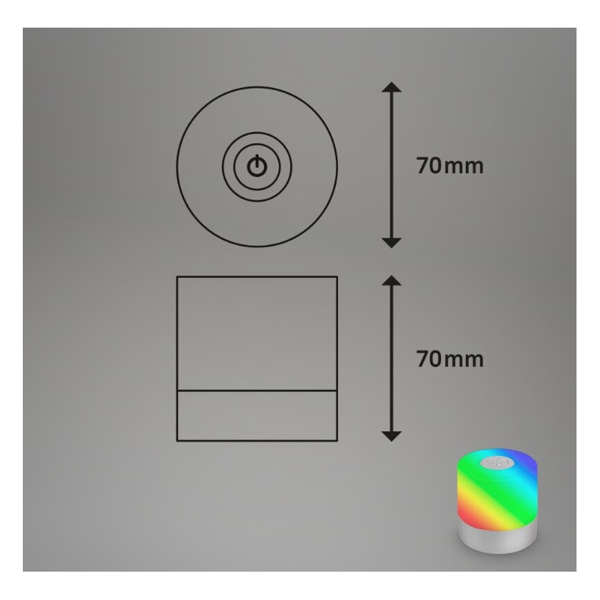 Briloner 7462014 - LED RGB akumulatorowy zewnętrzna lampa stołowa LED/1,5W/5V IP44 1200 mAh matowy chrom