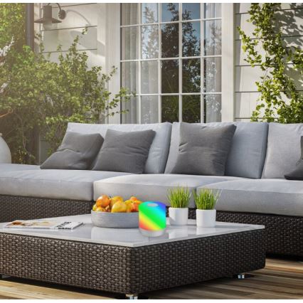 Briloner 7462014 - LED RGB ładowalna lampa stołowa zewnętrzna LED/1,5W/5V IP44 1200 mAh matowy chrom