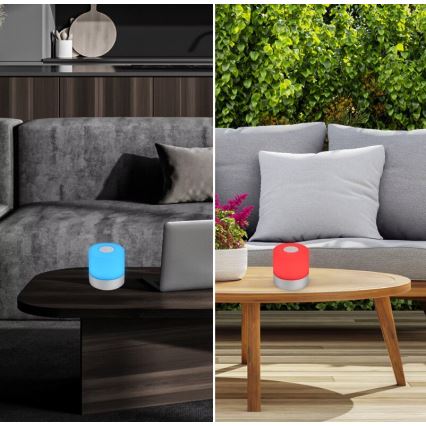 Briloner 7462014 - LED RGB ładowalna lampa stołowa zewnętrzna LED/1,5W/5V IP44 1200 mAh matowy chrom