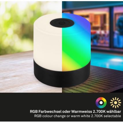 Briloner 7462015 - LED RGB akumulatorows zewnętrzna lampa stołowa LED/1,5W/5V IP44 1200 mAh czarny