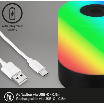 Briloner 7462015 - LED RGB akumulatorows zewnętrzna lampa stołowa LED/1,5W/5V IP44 1200 mAh czarny