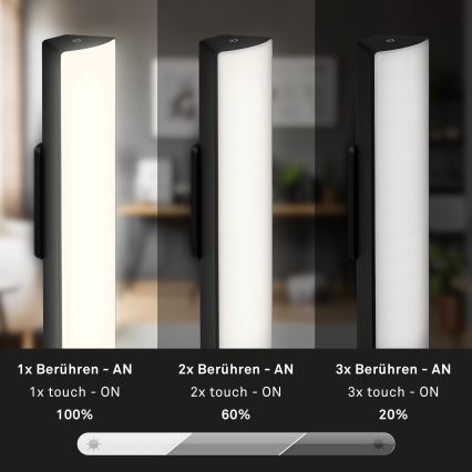 Briloner 7474-015 - LED Ściemnialna akumulatorowa zewnętrzna lampa stołowa 2w1 LED/7W/5V 2200 mAh USB 3000K IP44 czarna