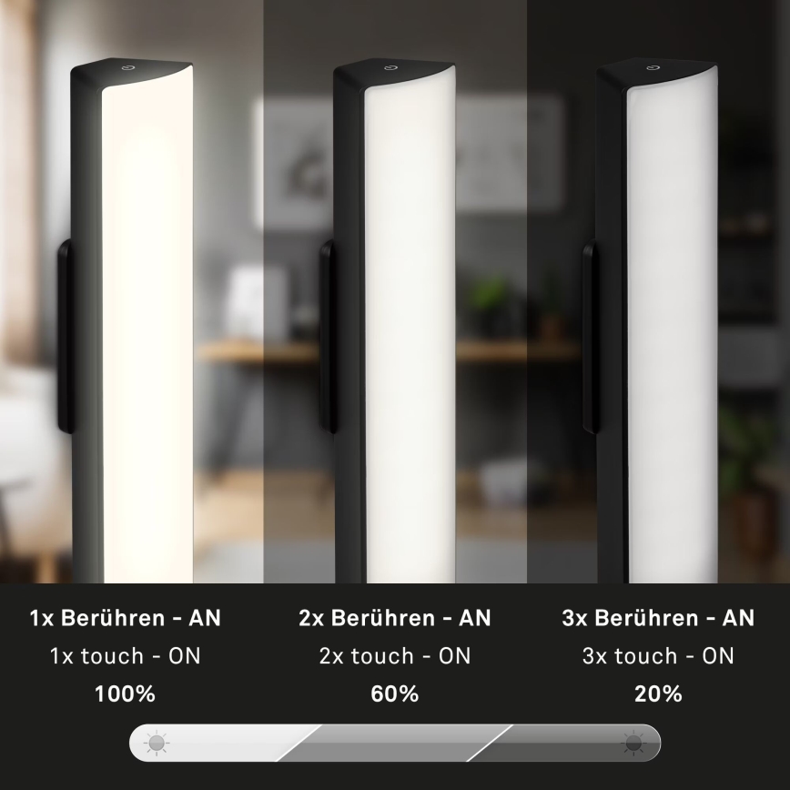 Briloner 7474-015 - LED Ściemnialna akumulatorowa zewnętrzna lampa stołowa 2w1 LED/7W/5V 2200 mAh USB 3000K IP44 czarna