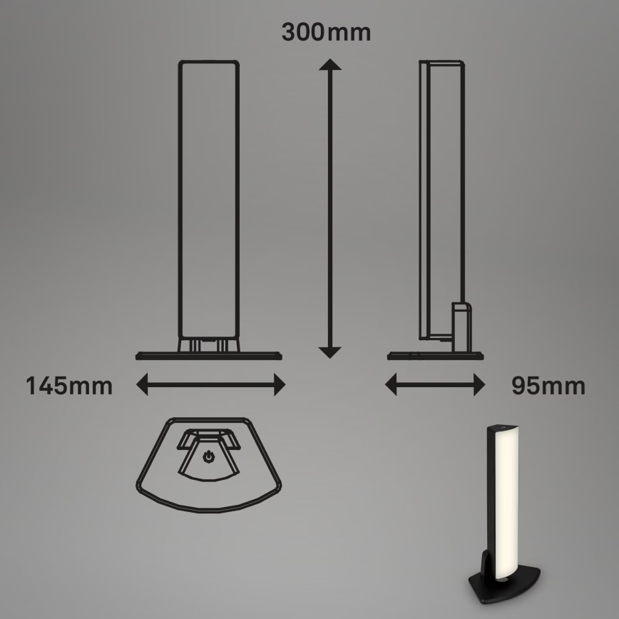 Briloner 7474-015 - LED Ściemnialna akumulatorowa zewnętrzna lampa stołowa 2w1 LED/7W/5V 2200 mAh USB 3000K IP44 czarna