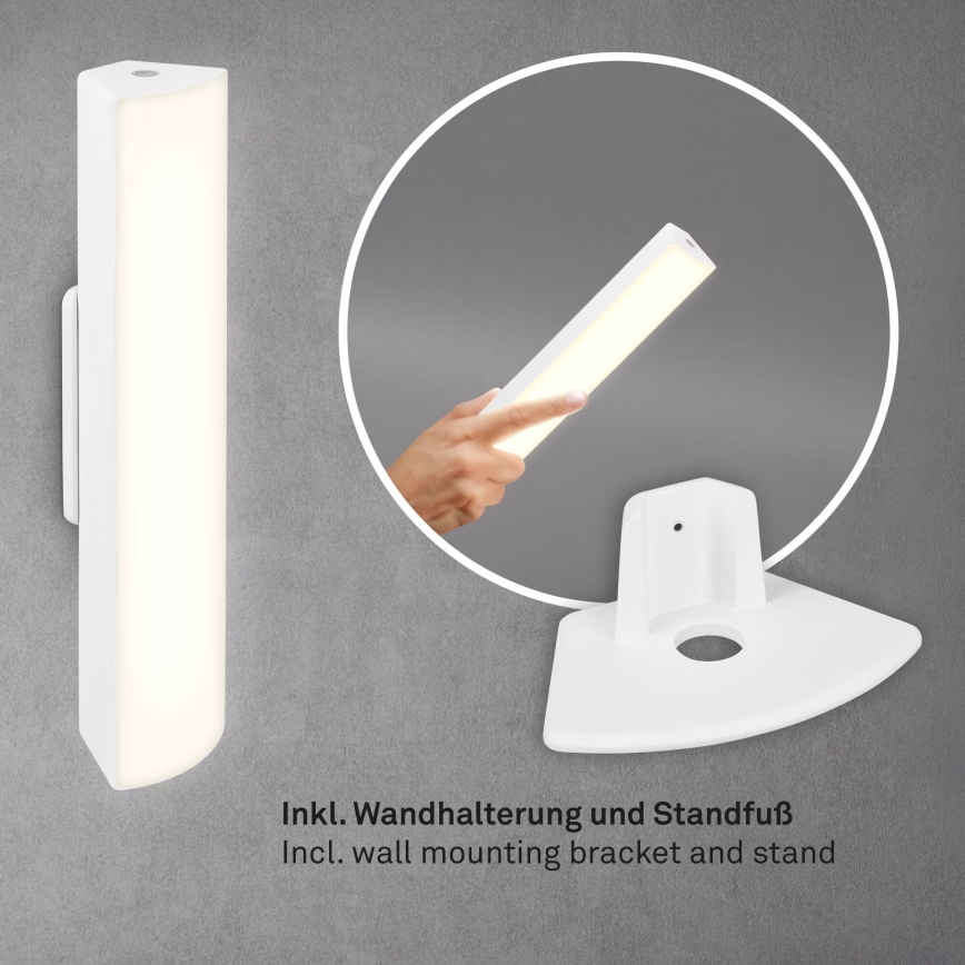 Briloner 7474-016 - LED Ściemnialna akumulatorowa zewnętrzna lampa stołowa 2w1 LED/7W/5V 2200 mAh USB 3000K IP44 biała