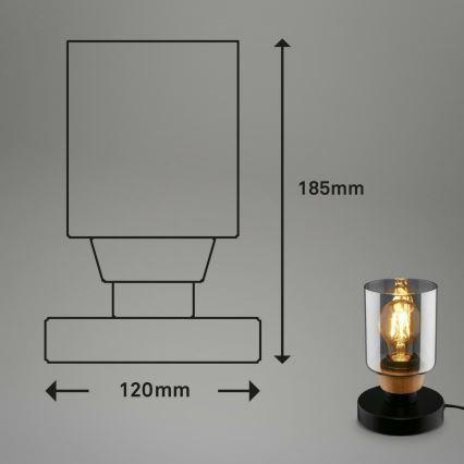 Briloner 7486015 - Lampa stołowa 1xE27/10W/230V czarna