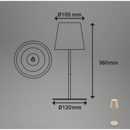 Briloner 7508011 - LED Ściemnialna ładowalna zewnętrzna lampa stołowa 2w1 LED/2,5W/5V IP44 beżowy