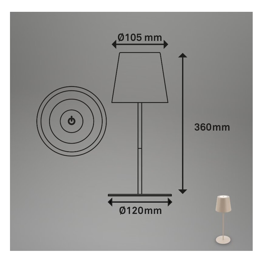 Briloner 7508011 - LED Ściemnialna ładowalna zewnętrzna lampa stołowa 2w1 LED/2,5W/5V IP44 beżowy