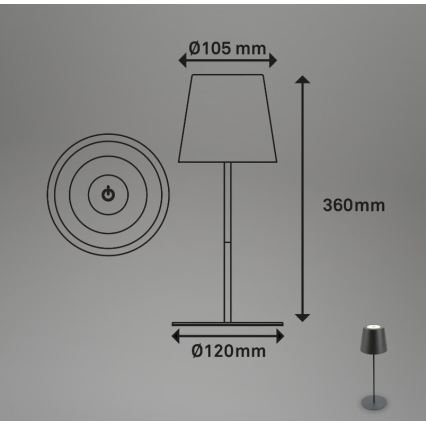 Briloner 7508015 - LED Ściemnialna ładowalna zewnętrzna lampa stołowa 2w1 LED/2,5W/5V IP44 czarny