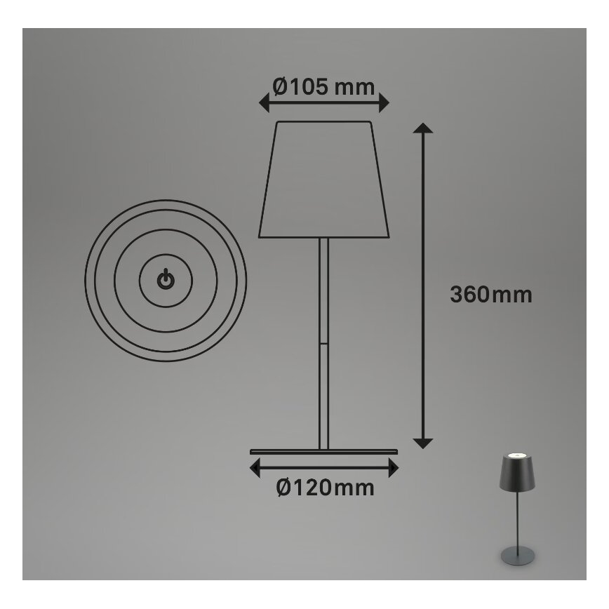 Briloner 7508015 - LED Ściemnialna ładowalna zewnętrzna lampa stołowa 2w1 LED/2,5W/5V IP44 czarny