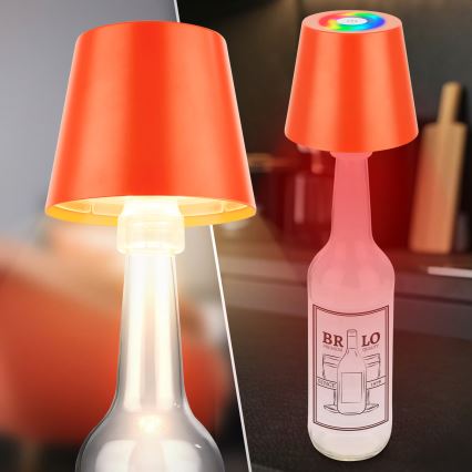 Briloner 7510012 - LED RGBW ściemnialna zewnętrzna ładowalna lampka stołowa CALIDA LED/2,5W/5V IP44 1200 mAh pomarańczowa