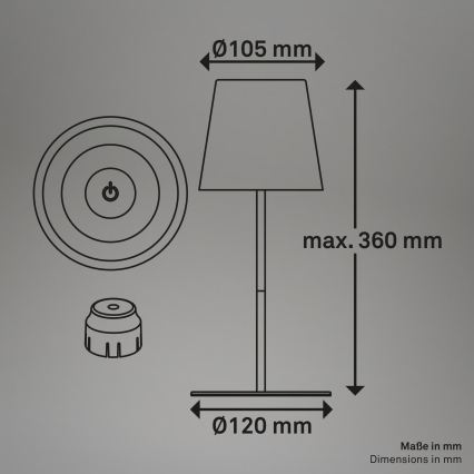 Briloner 7510012 - LED RGBW ściemnialna zewnętrzna ładowalna lampka stołowa CALIDA LED/2,5W/5V IP44 1200 mAh pomarańczowa