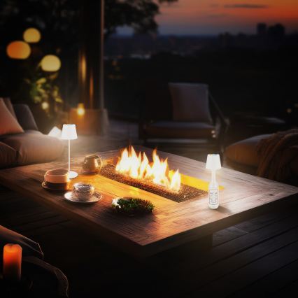 Briloner 7510016 - LED RGBW ściemnialna zewnętrzna ładowalna lampa stołowa CALIDA LED/2,5W/5V IP44 1200 mAh biała