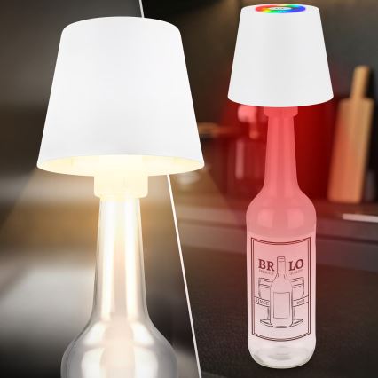Briloner 7510016 - LED RGBW ściemnialna zewnętrzna ładowalna lampa stołowa CALIDA LED/2,5W/5V IP44 1200 mAh biała