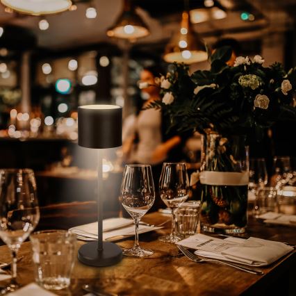 Briloner 7521015 - ściemniana zewnętrzna lampa stołowa akumulatorowa SIGO LED/2,5W/5V IP44 2600 mAh czarna