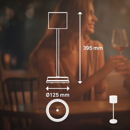 Briloner 7521016 - ściemnialna ładowalna zewnętrzna lampa stołowa LED SIGO LED/2,5W/5V IP44 2600 mAh biała