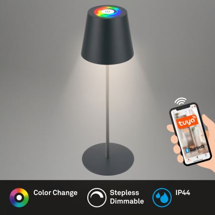 Briloner 7559015 - LED RGB ściemnialna ładowalna zewnętrzna lampa stołowa COLORIS LED/3,5W/5V IP44 2000 mAh antracyt Wi-Fi Tuya