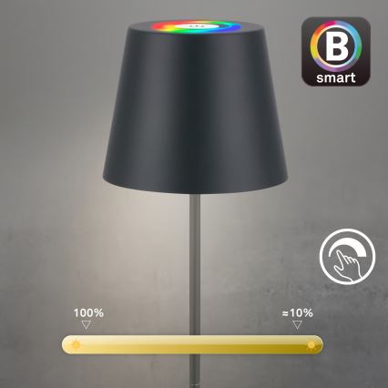 Briloner 7559015 - LED RGB ściemnialna ładowalna zewnętrzna lampa stołowa COLORIS LED/3,5W/5V IP44 2000 mAh antracyt Wi-Fi Tuya