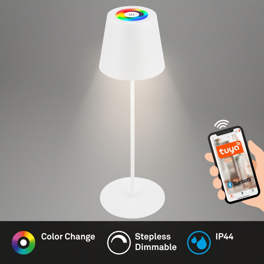 Briloner 7559016 - Zewnętrzna ładowalna ściemnialna lampa stołowa LED RGB COLORIS LED/3,5W/5V IP44 2000 mAh Wi-Fi Tuya