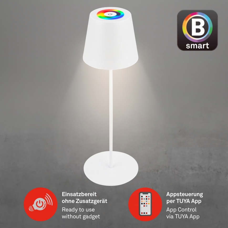 Briloner 7559016 - Zewnętrzna ładowalna ściemnialna lampa stołowa LED RGB COLORIS LED/3,5W/5V IP44 2000 mAh Wi-Fi Tuya