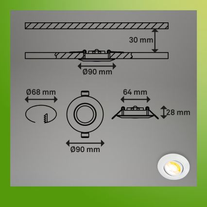 Briloner 7586036 - ZESTAW 3x wpuszczanych opraw sufitowych do łazienki KLIRA LED/4,9W/230V 2500/3000/4000K IP23 biały