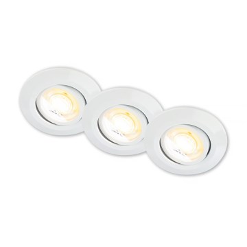 Briloner 7586036 - ZESTAW 3x wpuszczanych opraw sufitowych do łazienki KLIRA LED/4,9W/230V 2500/3000/4000K IP23 biały