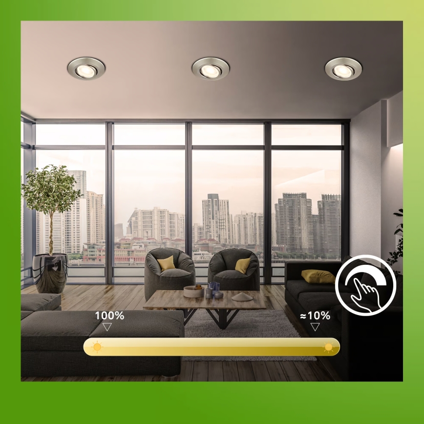 Briloner 7587032 - ZESTAW 3x ściemnialne wpuszczane oprawy łazienkowe KLIRA LED/4,9W/230V 2500/3000/4000K IP23 matowy chrom