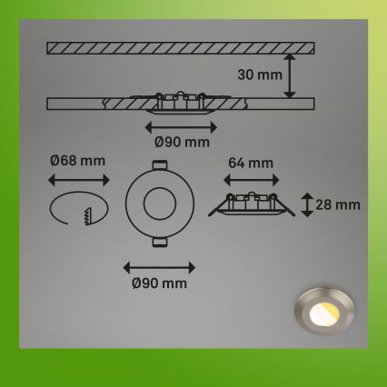 Briloner 7588032 - ZESTAW 3x LED łazienkowych wpuszczanych opraw sufitowych KLIRA LED/4,9W/230V 2500/3000/4000K IP44 matowy chrom