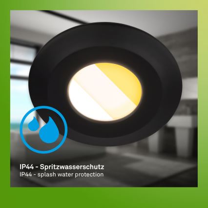 Briloner 7588035 - ZESTAW 3x wpuszczana oprawa sufitowa do łazienki KLIRA LED/4,9W/230V 2500/3000/4000K IP44 czarna