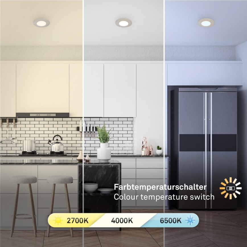Briloner 7598032 - ZESTAW 3x LED Łazienkowa oprawa wpuszczana LED/4,9W/230V IP44 2700/4000/6500K matowy chrom