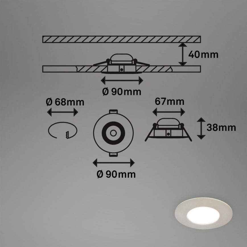 Briloner 7598032 - ZESTAW 3x LED Łazienkowa oprawa wpuszczana LED/4,9W/230V IP44 2700/4000/6500K matowy chrom