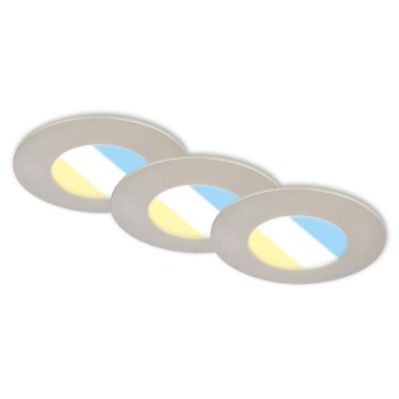 Briloner 7598032 - ZESTAW 3x LED Łazienkowa oprawa wpuszczana LED/4,9W/230V IP44 2700/4000/6500K matowy chrom