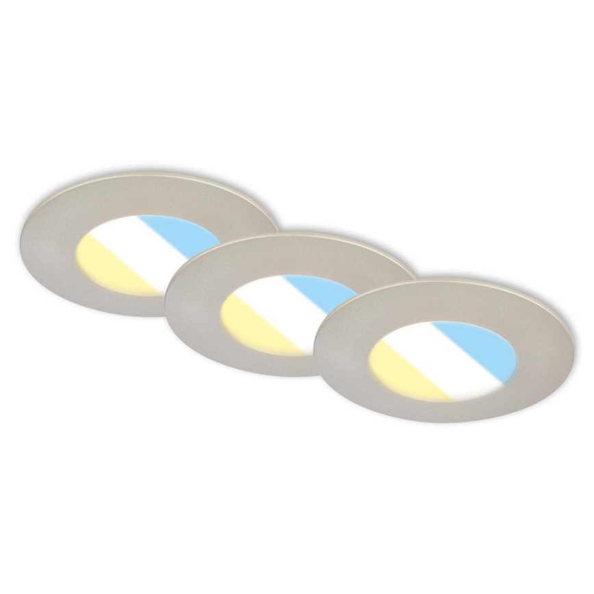 Briloner 7598032 - ZESTAW 3x LED Łazienkowa oprawa wpuszczana LED/4,9W/230V IP44 2700/4000/6500K matowy chrom