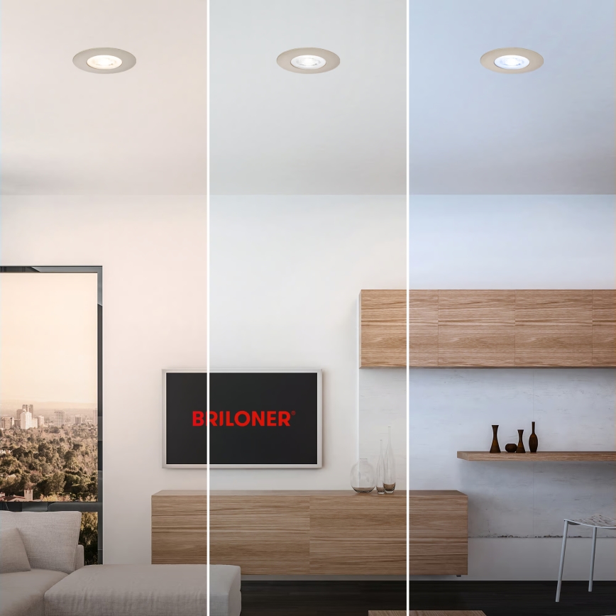 Briloner 7605032 - ZESTAW 3xLED Łazienkowa wpuszczana oprawa sufitowa 3xLED/4,9W/230V 2700/4000/6500K IP44 matowy chrom