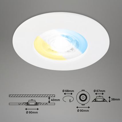Briloner 7605036 - ZESTAW 3xLED Oprawa sufitowa wpuszczana do łazienki 3xLED/4,9W/230V 2700/4000/6500K IP44 biała
