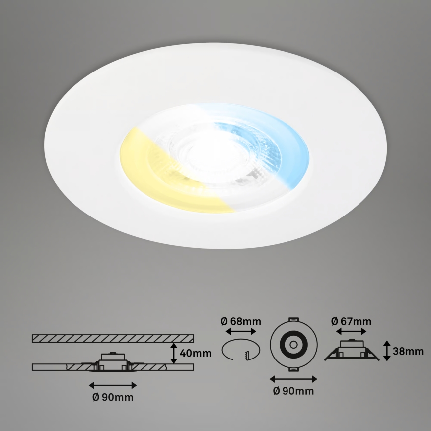 Briloner 7605036 - ZESTAW 3xLED wpuszczane oprawy sufitowe do łazienki LED/4,9W/230V 2700/4000/6500K IP44 biały