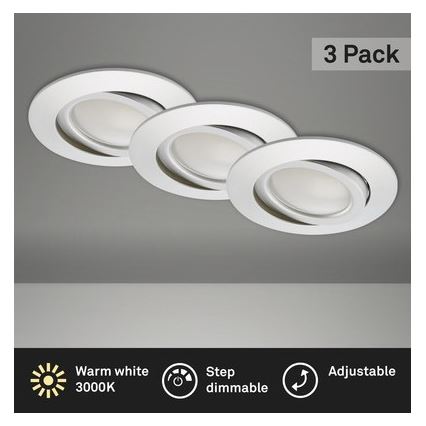 Briloner 8309-039 - ZESTAW 3x LED Ściemnialne wpuszczane oświetlenie łazienkowe LED/5W/230V IP23