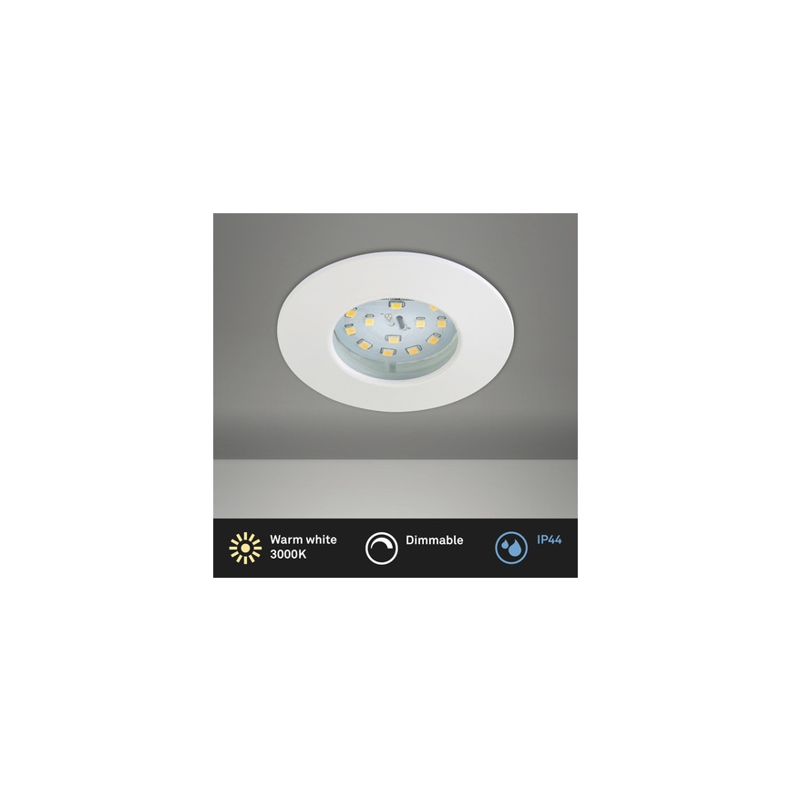 Briloner 8316-016 - ściemnialna wpuszczana oprawa sufitowa LED do łazienki LED/5,5W/230V IP44 biała