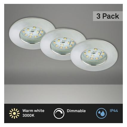 Briloner 8316-039-ZESTAW 3x LED Ściemnialne wpuszczane oświetlenie łazienkowe LED/5,5W/230V IP44