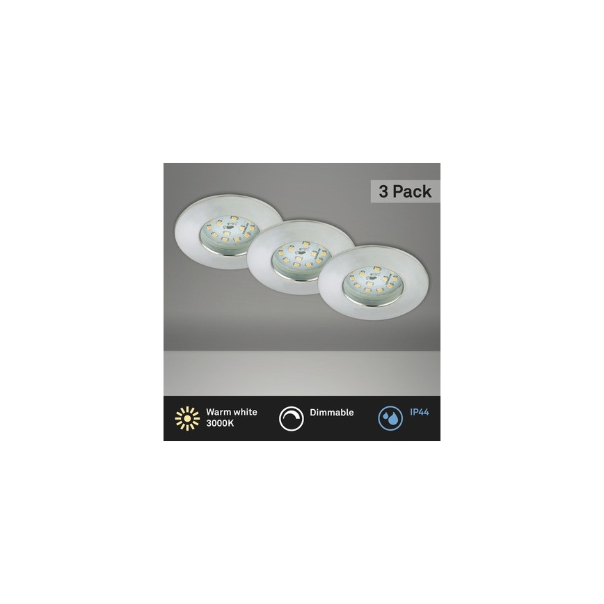 Briloner 8316-039-ZESTAW 3x LED Ściemnialne wpuszczane oświetlenie łazienkowe LED/5,5W/230V IP44