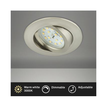 Briloner 8317-012 - Ściemnialna wpuszczana oprawa sufitowa LED do łazienki LED/5,5W/230V IP23 matowy chrom