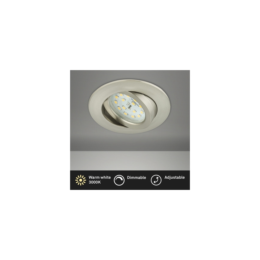 Briloner 8317-012 - Ściemnialna wpuszczana oprawa sufitowa LED do łazienki LED/5,5W/230V IP23 matowy chrom