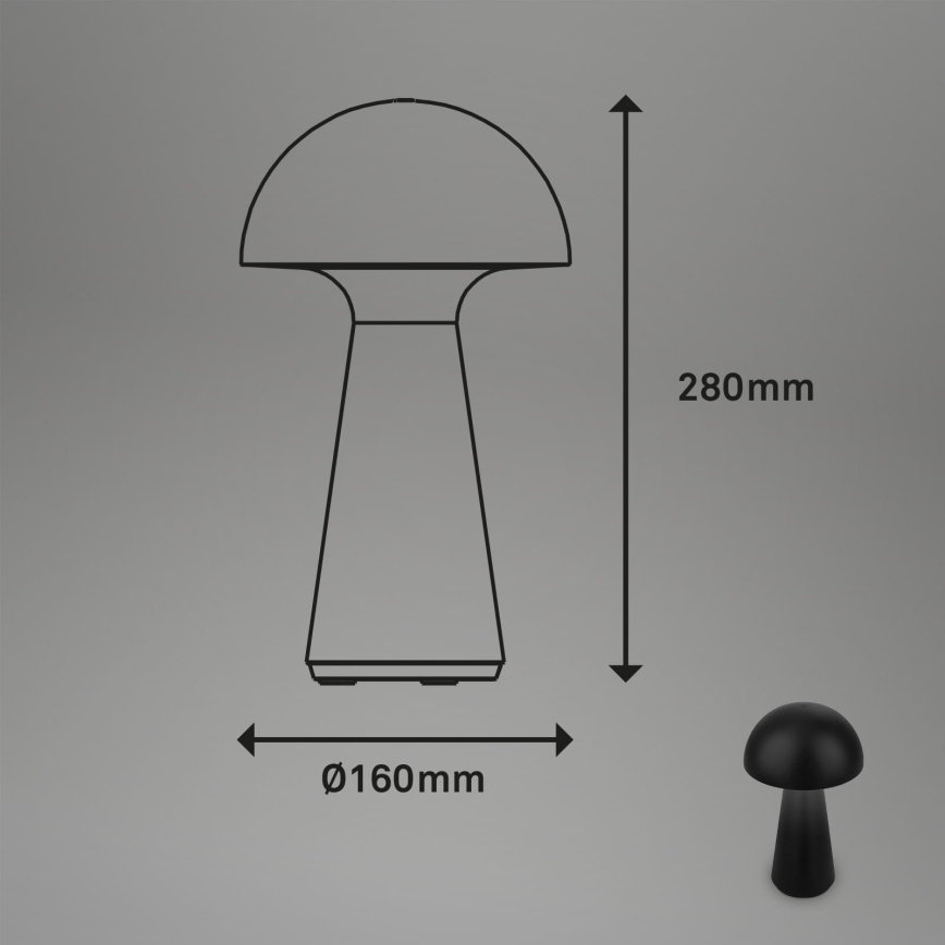 Briloner - LED dotykowa, ściemnialna, ładowalna lampa stołowa zewnętrzna LED/2,6W/5V 3000K IP44 2000 mAh czarna